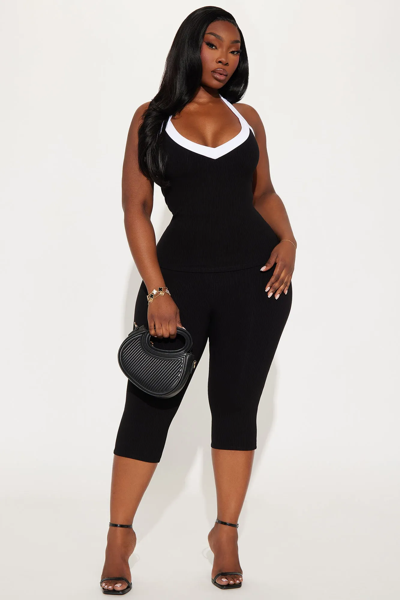 Aisha Snatched Pant Set - Black/White