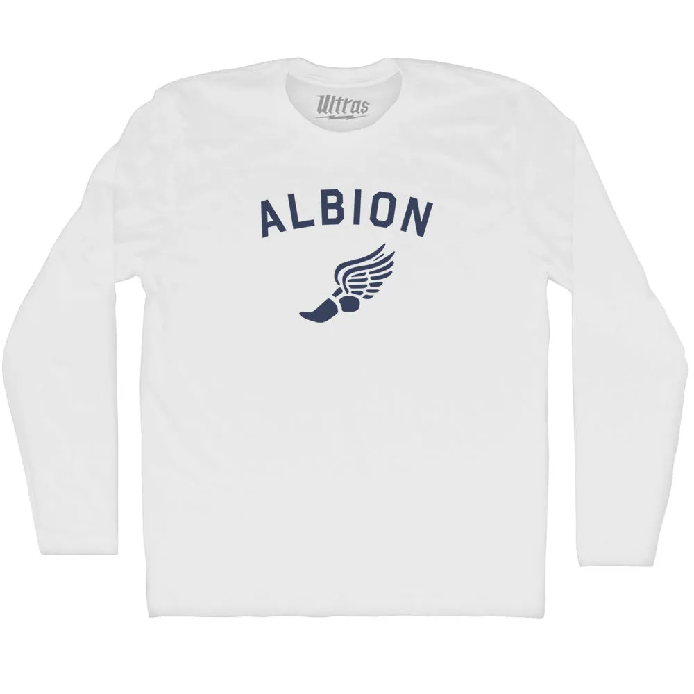 Albion Running Track Winged Foot-Adult Cotton Long Sleeve T-shirt