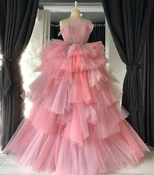 Calliope Off Shoulder Pink   Evening Dress