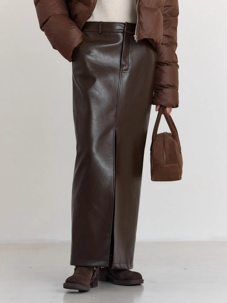 Casual Chic Split Leather  Skirt