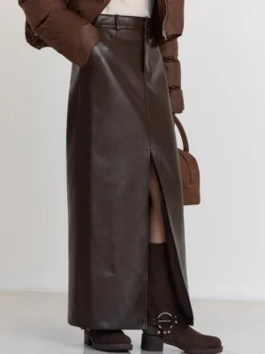 Casual Chic Split Leather  Skirt