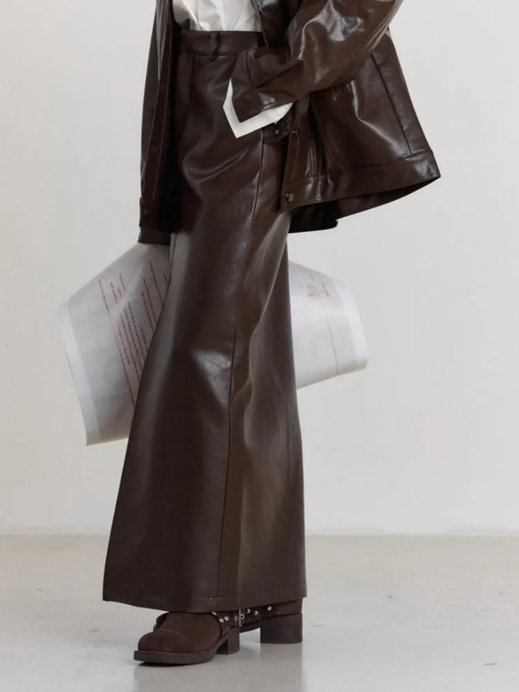 Casual Chic Split Leather  Skirt