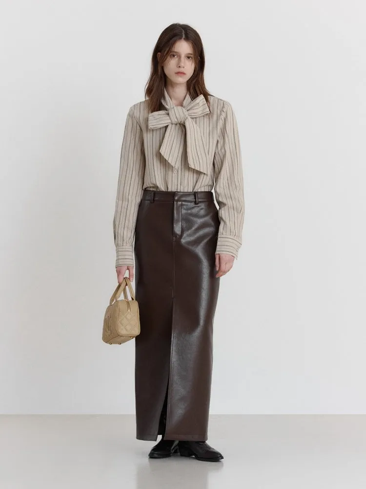 Casual Chic Split Leather  Skirt
