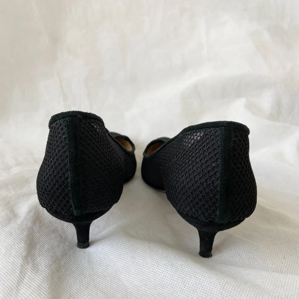 Charlotte Olympia black knitted mesh mid heel pumps, 37
