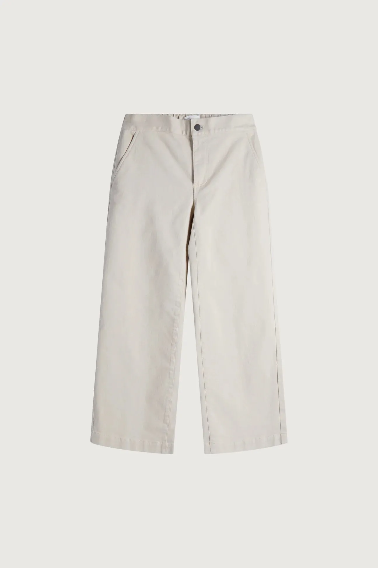 Cropped Twill Wide Leg Pant