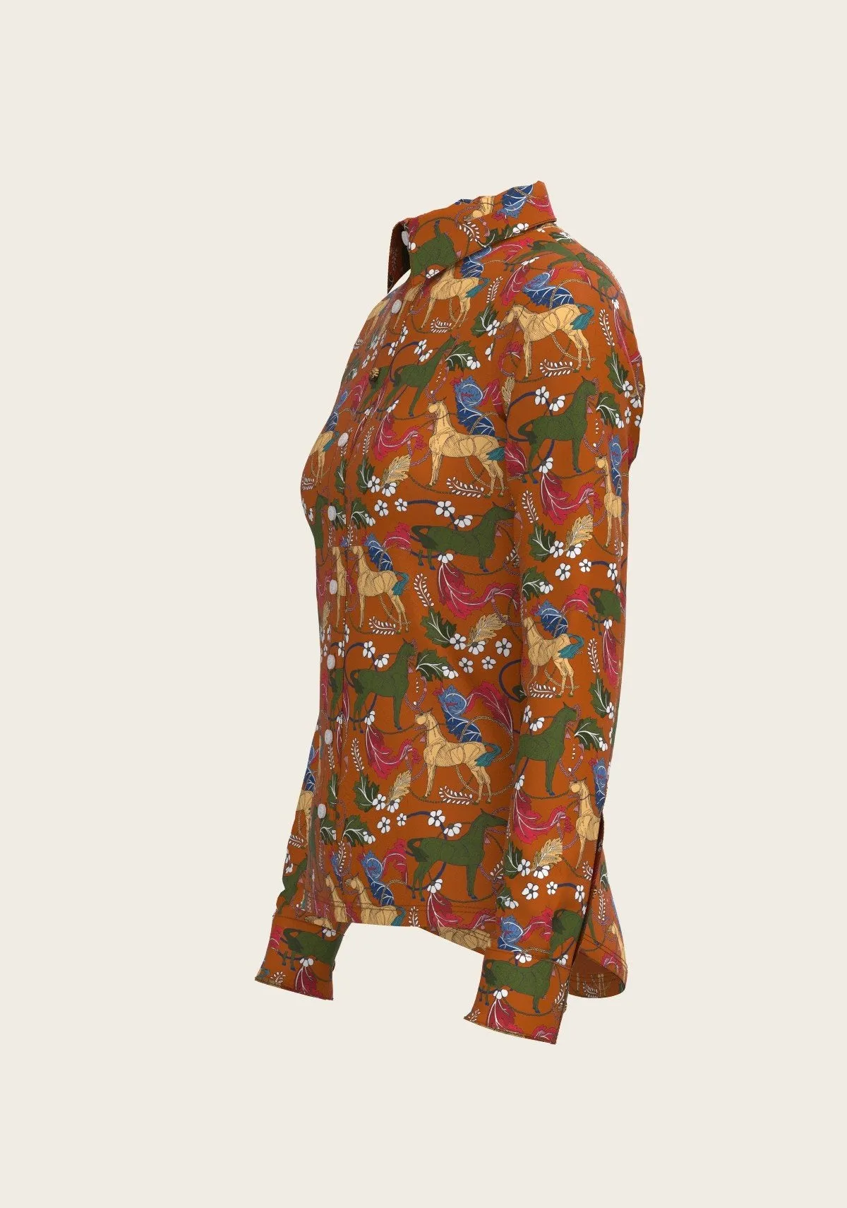 Espoir Everyday Button Shirt  Long Sleeve Flower Power