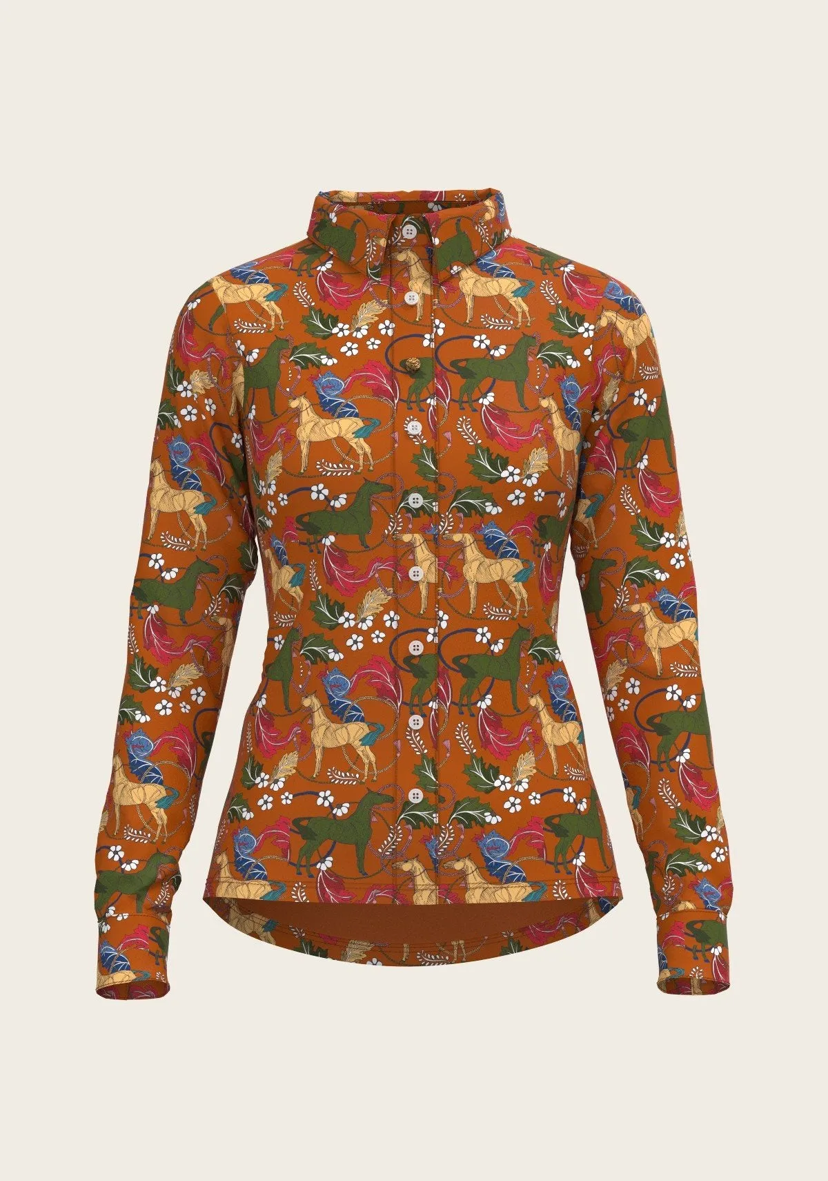 Espoir Everyday Button Shirt  Long Sleeve Flower Power