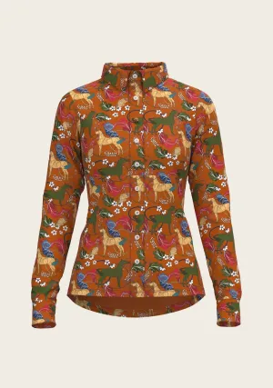 Espoir Everyday Button Shirt  Long Sleeve Flower Power