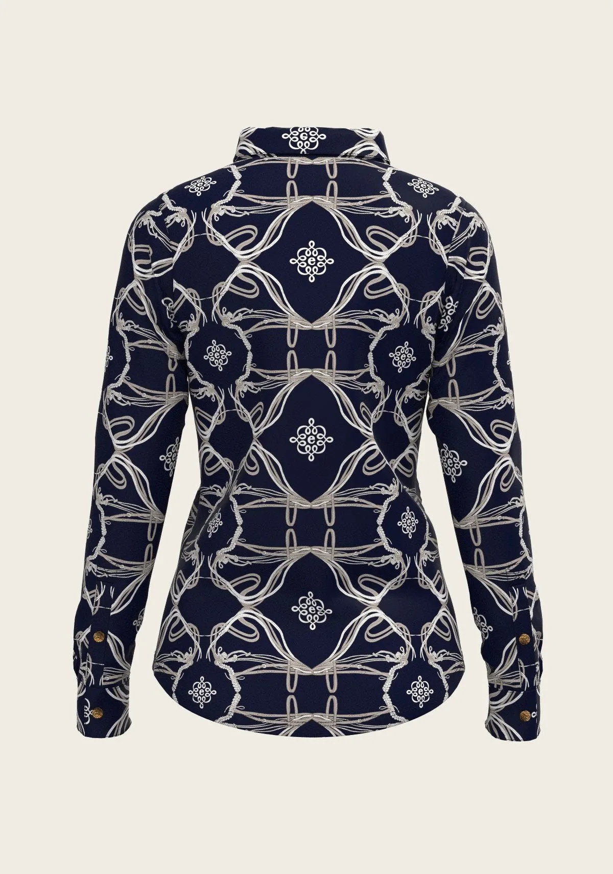 Espoir Everyday Button Shirt Long Sleeve  Roped Bridle  Navy