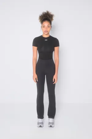 Frill Flare Pocket Leggings - Black