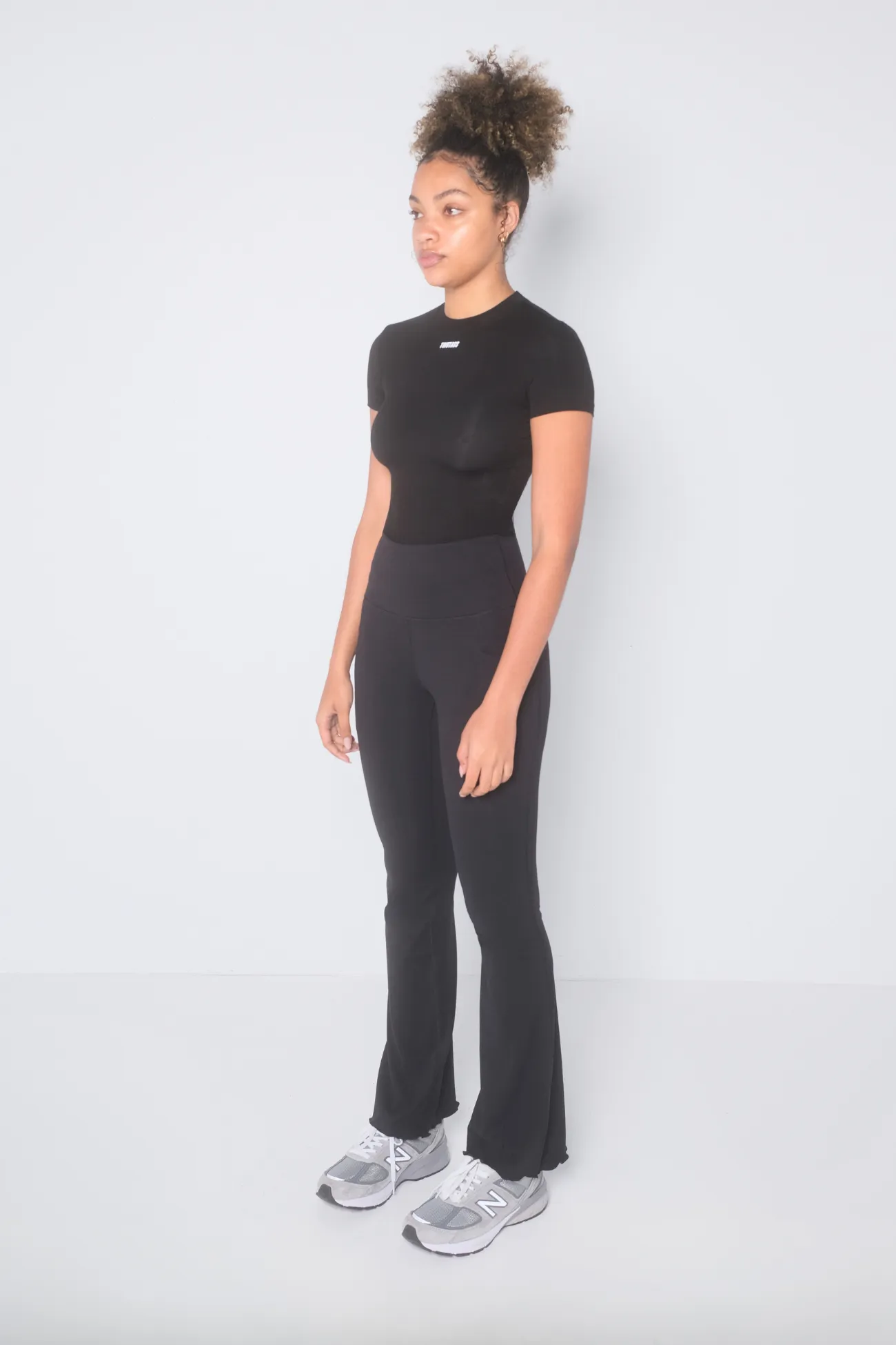 Frill Flare Pocket Leggings - Black