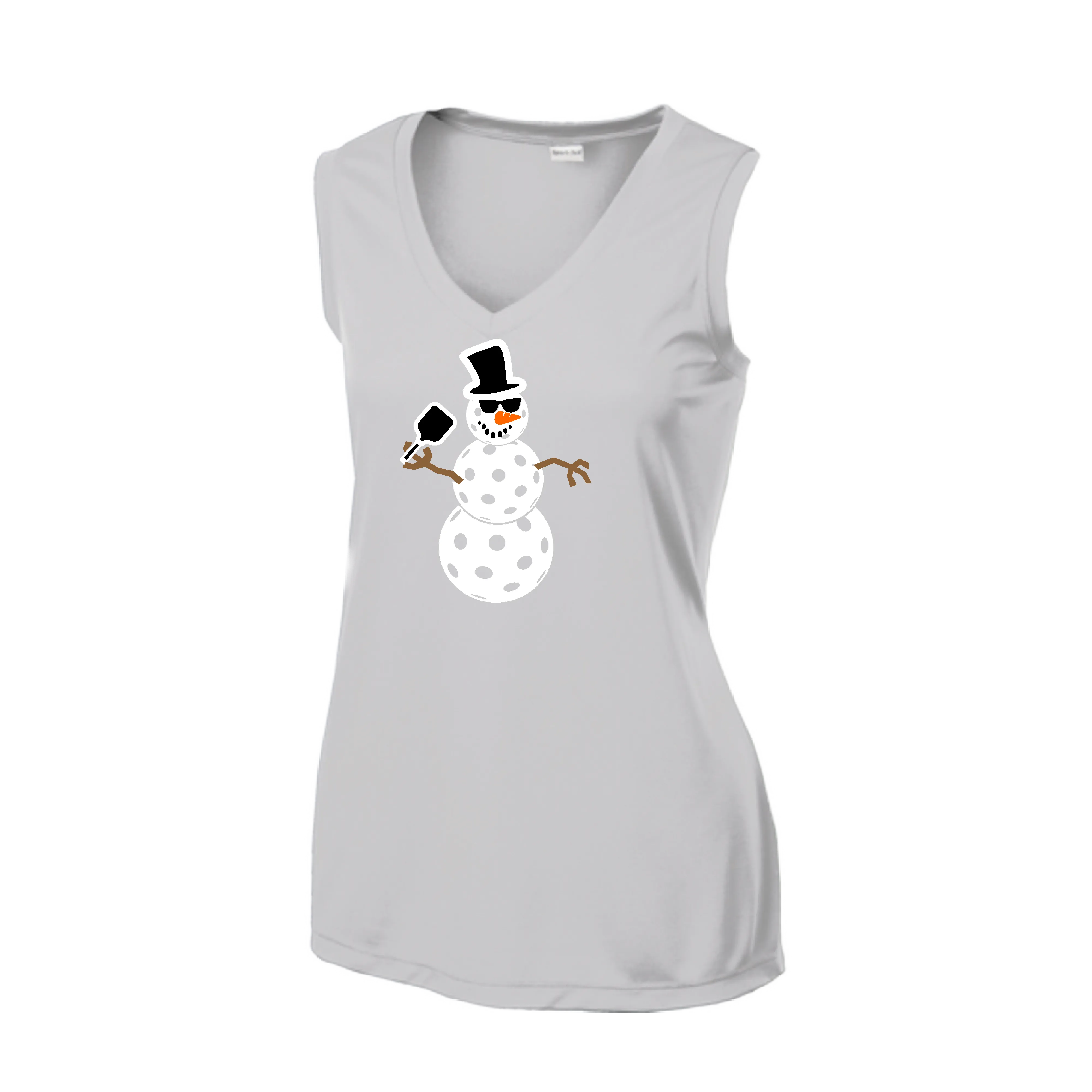 Frosty The Dinking Snowman | Women’s Sleeveless Pickleball Shirt | 100% Polyester