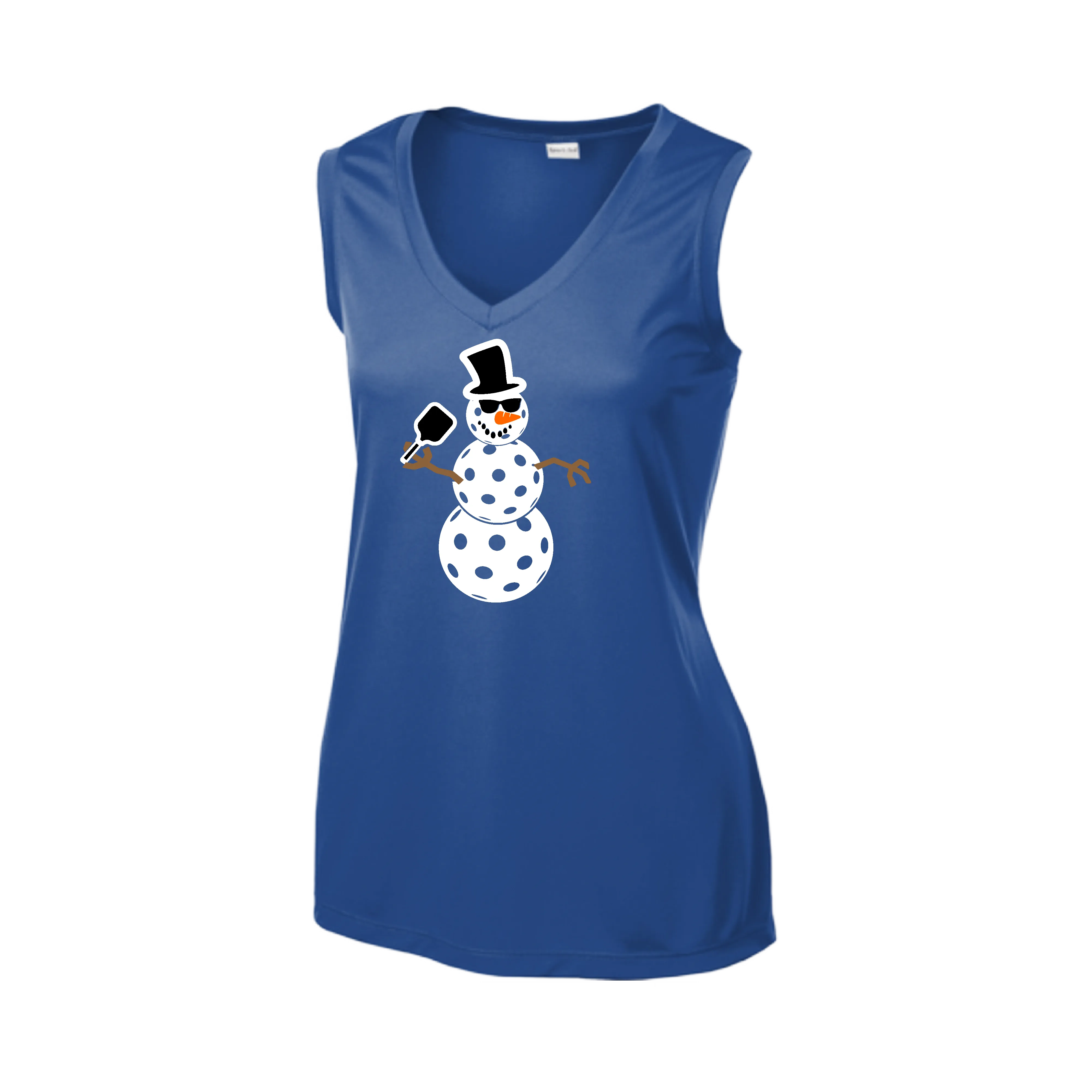 Frosty The Dinking Snowman | Women’s Sleeveless Pickleball Shirt | 100% Polyester