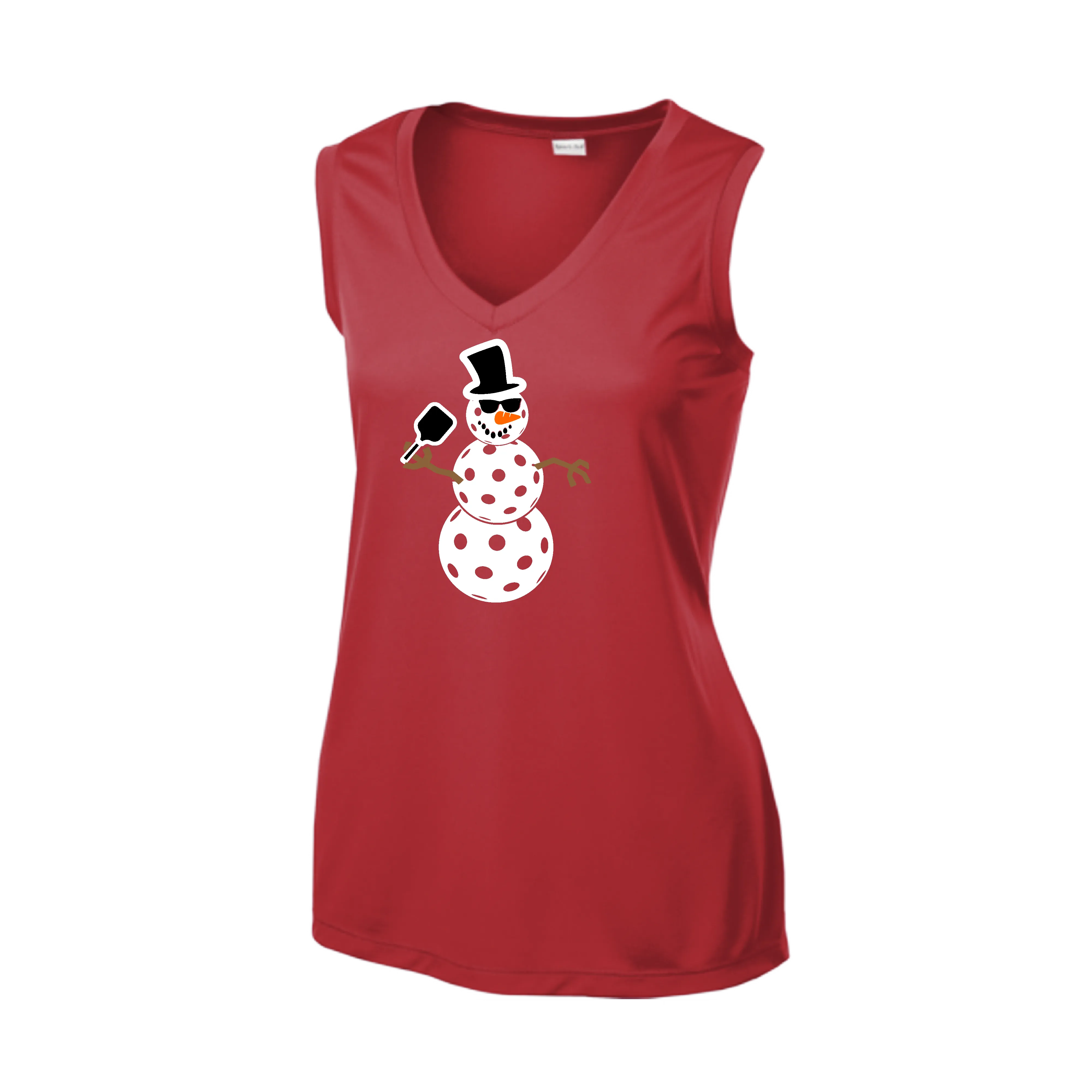 Frosty The Dinking Snowman | Women’s Sleeveless Pickleball Shirt | 100% Polyester