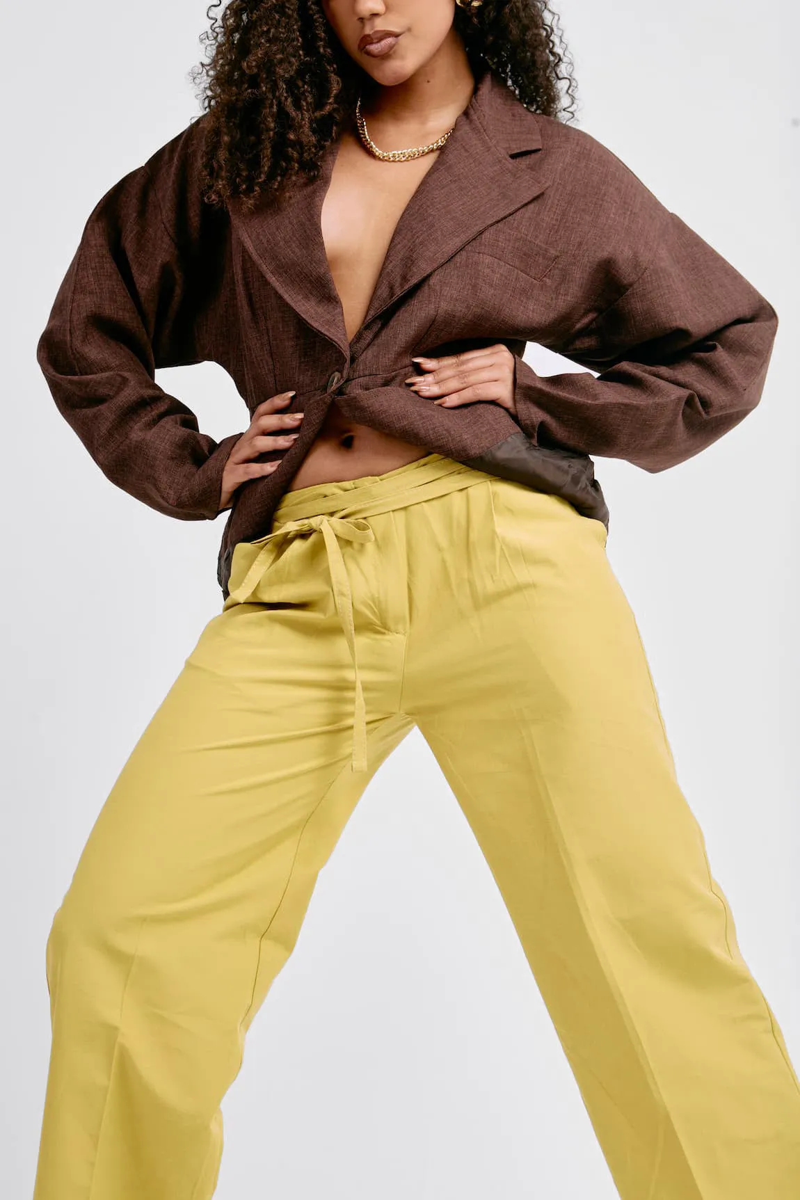 Gabardine Low Rise Trouser Lime