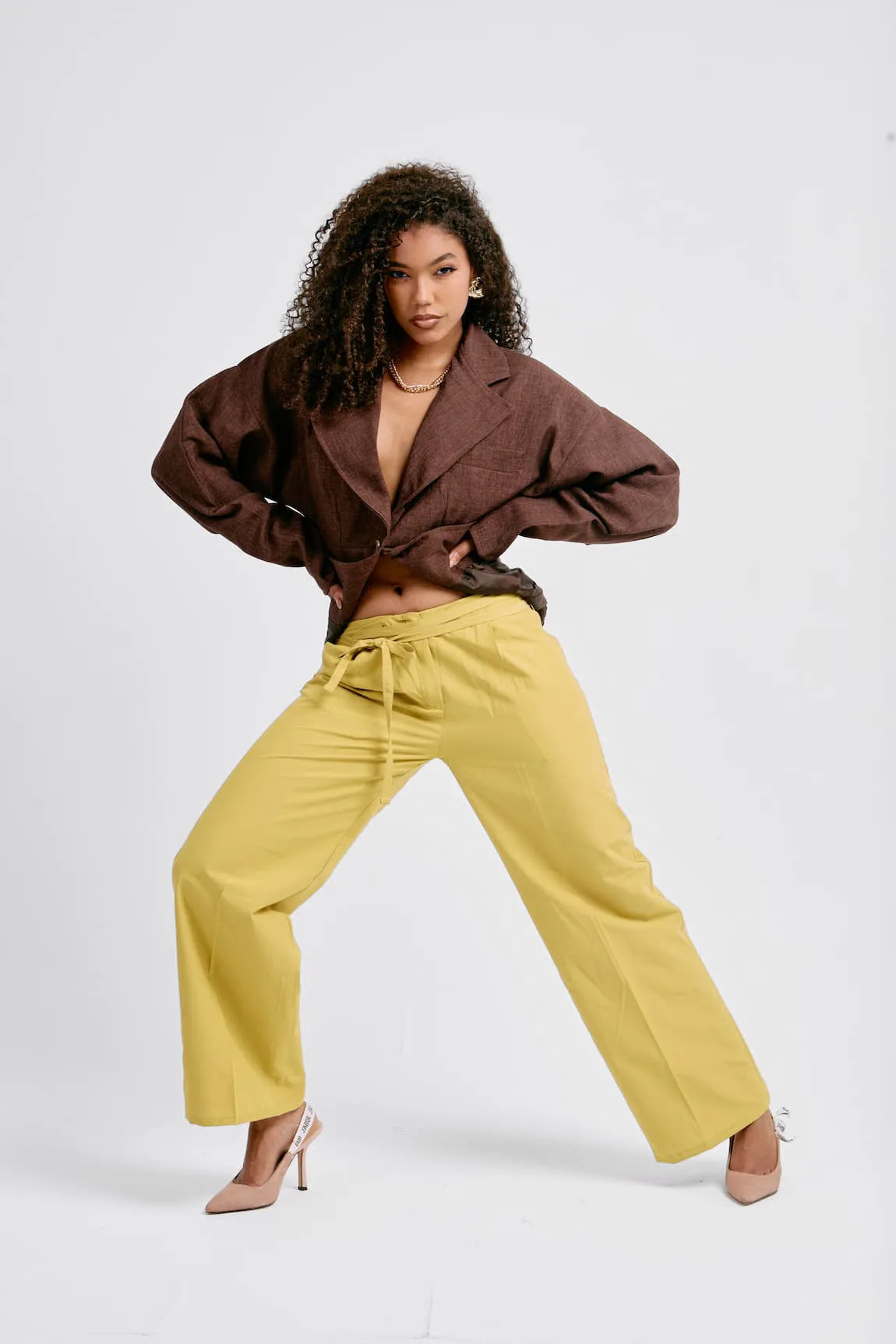 Gabardine Low Rise Trouser Lime