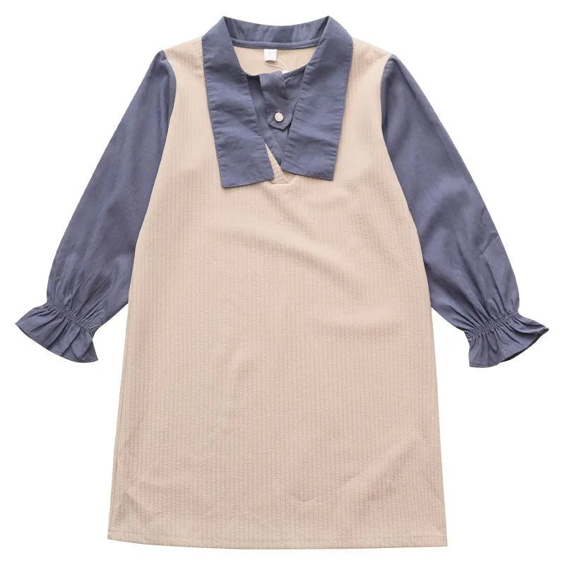 Girls' Dresses Big Children's Fake Two Fashionable Western Styles