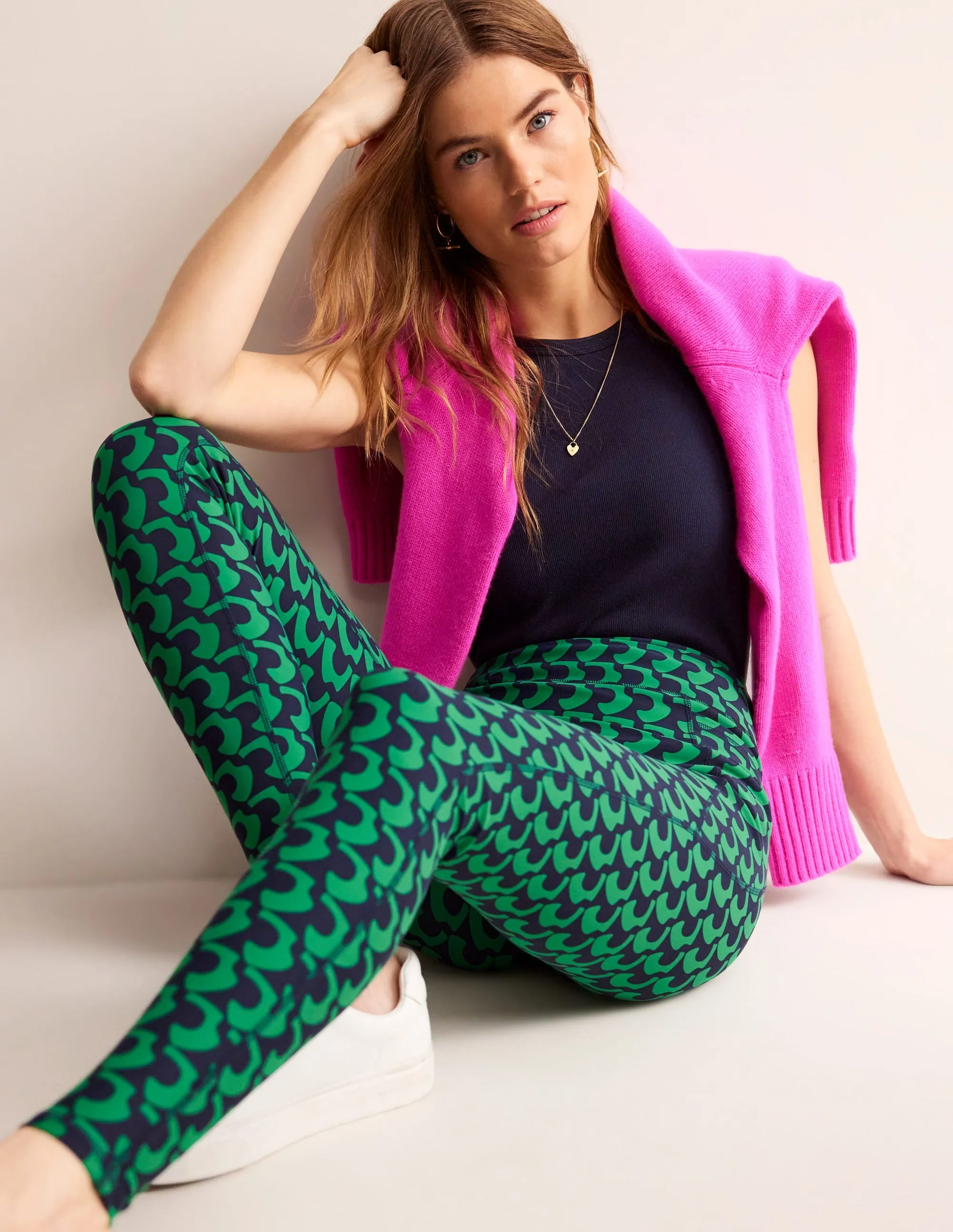 High Waist Pocket Leggings-Green Tambourine, Arc Geo