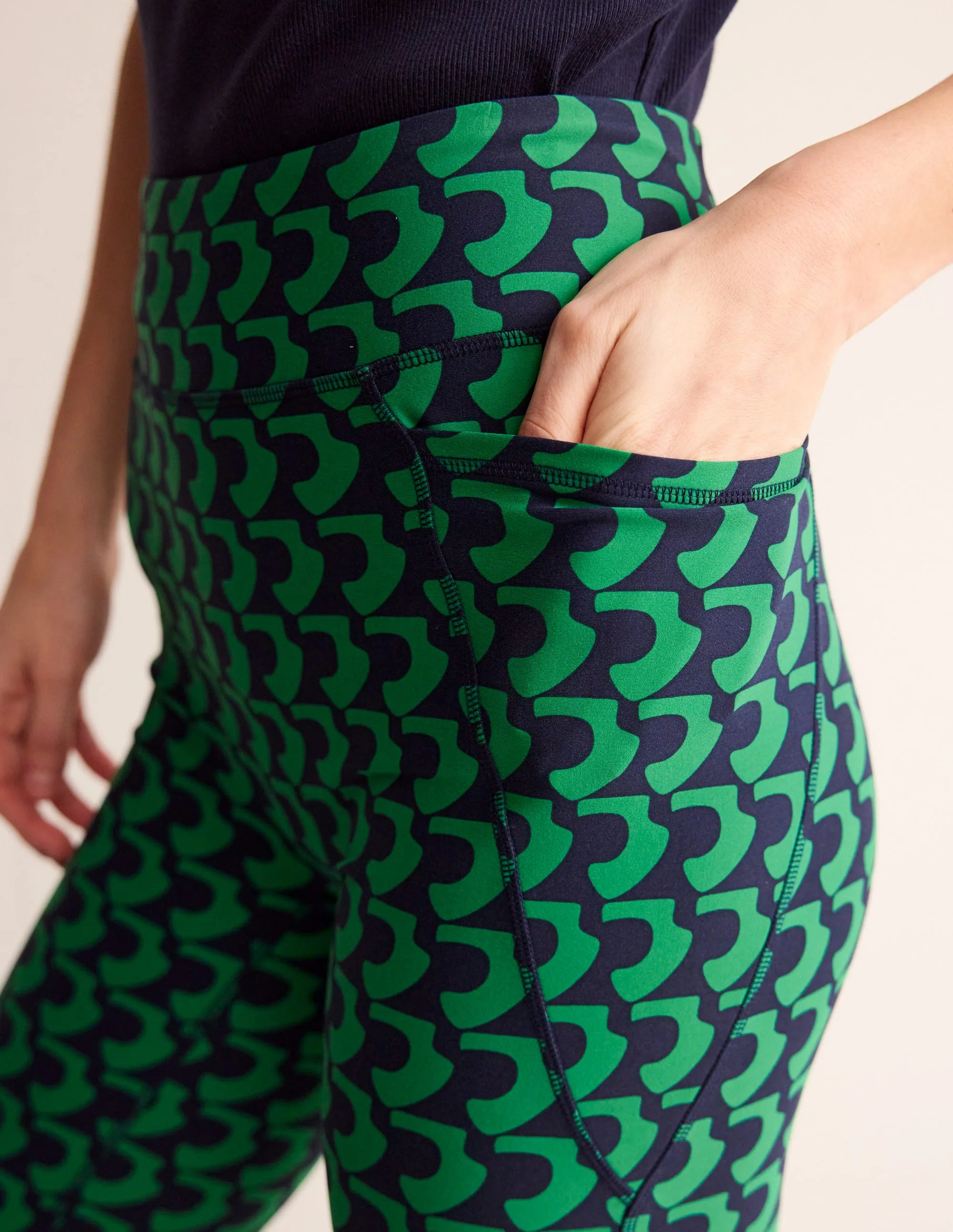 High Waist Pocket Leggings-Green Tambourine, Arc Geo