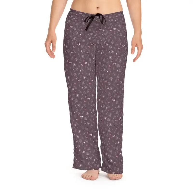 Mauve Womens Pajama Pants Dandelion Delight