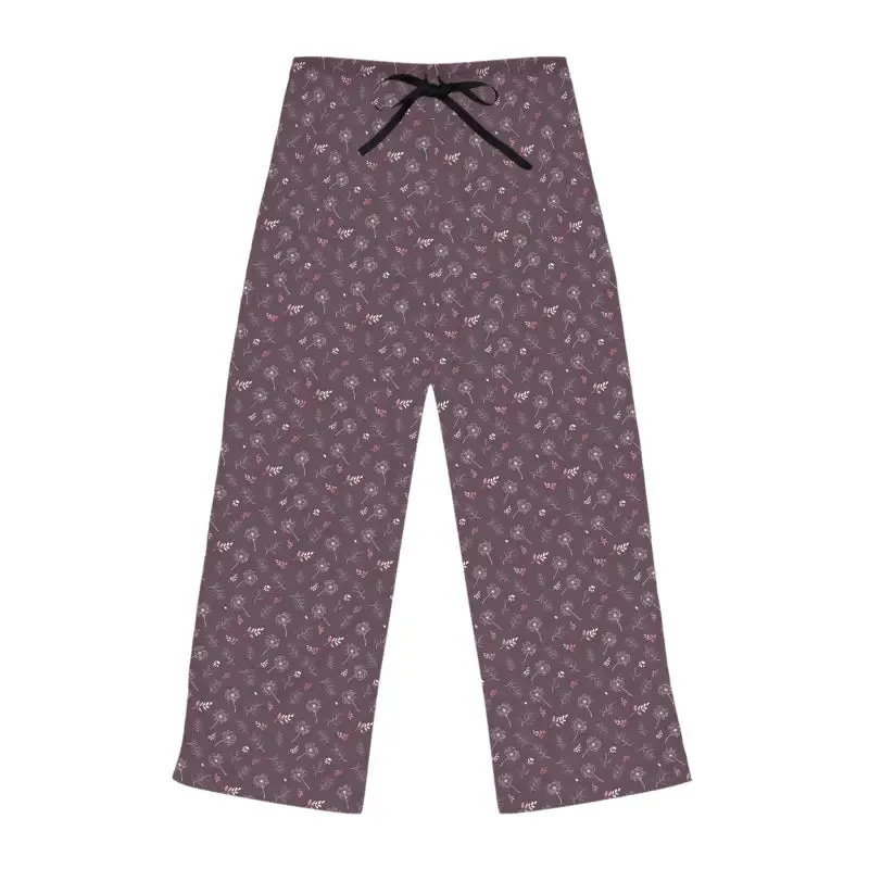 Mauve Womens Pajama Pants Dandelion Delight