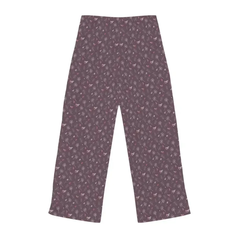 Mauve Womens Pajama Pants Dandelion Delight
