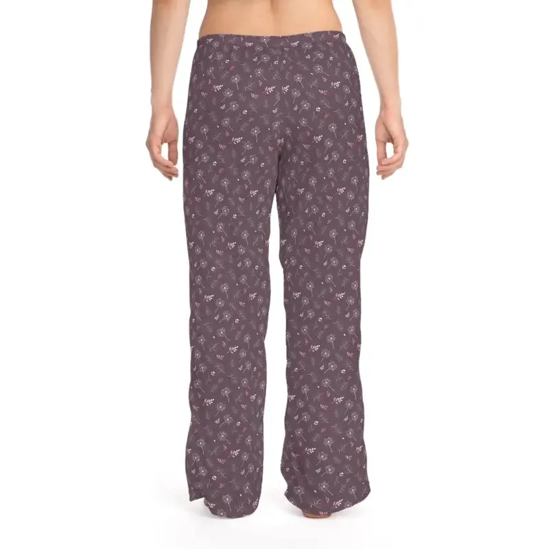 Mauve Womens Pajama Pants Dandelion Delight