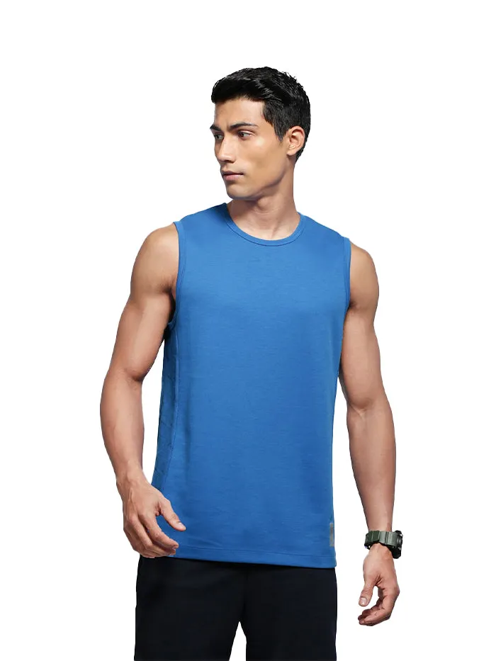 Men's Blue Combed Cotton Blend Breathable