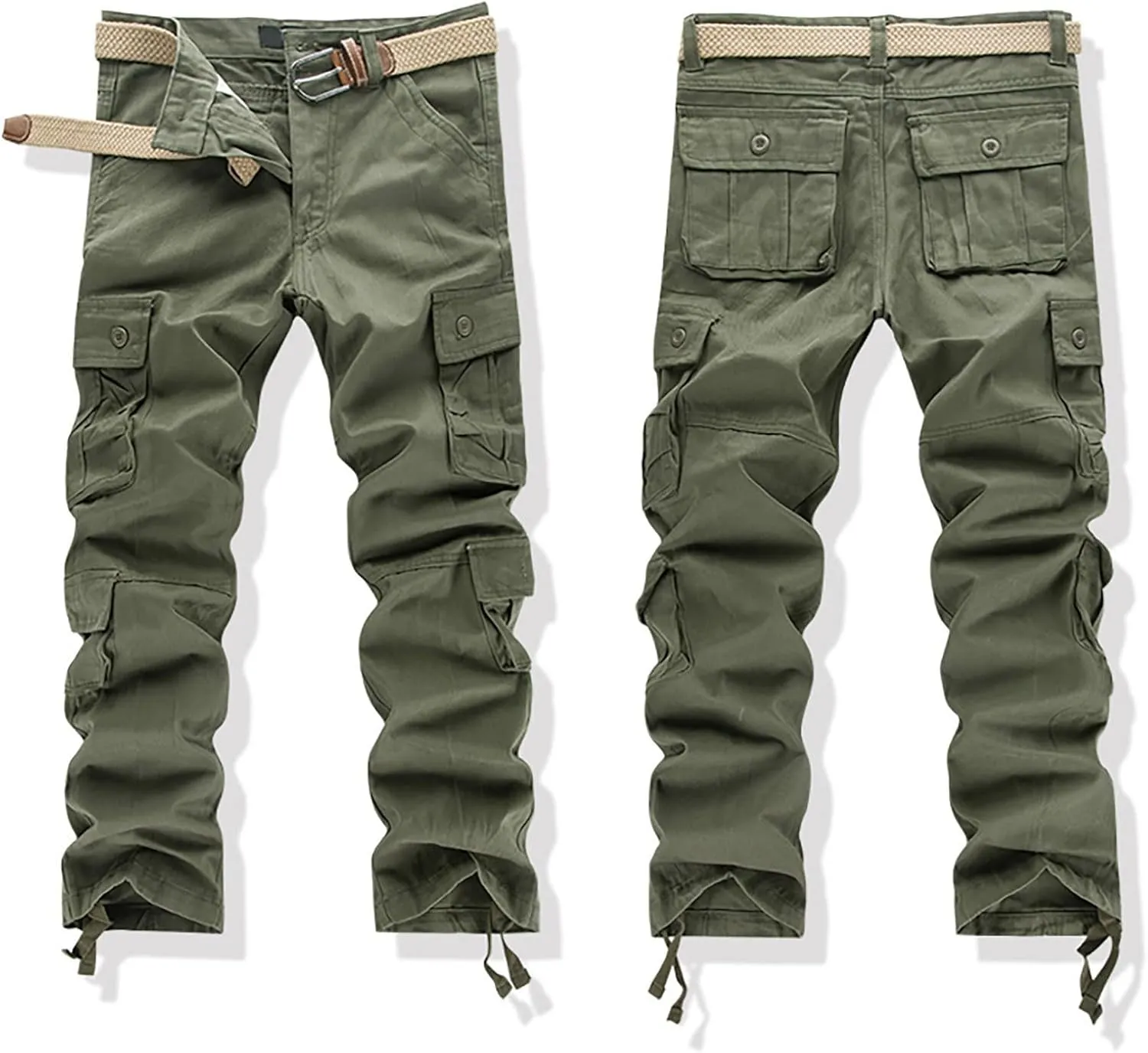 Men's Cargo Pants High Street Leisure Loose Sports Running Solid Color Lace Up Cargo Mens Outdoor Hiking Cargo Pants