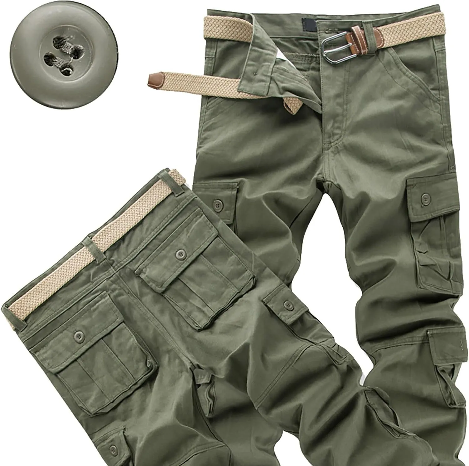 Men's Cargo Pants High Street Leisure Loose Sports Running Solid Color Lace Up Cargo Mens Outdoor Hiking Cargo Pants
