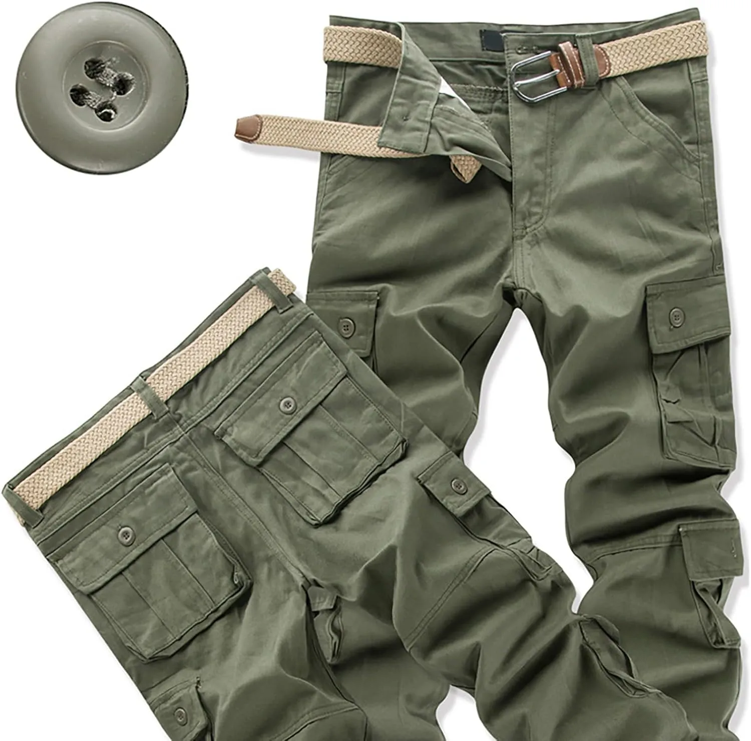 Men's Cargo Pants High Street Leisure Loose Sports Running Solid Color Lace Up Cargo Mens Outdoor Hiking Cargo Pants