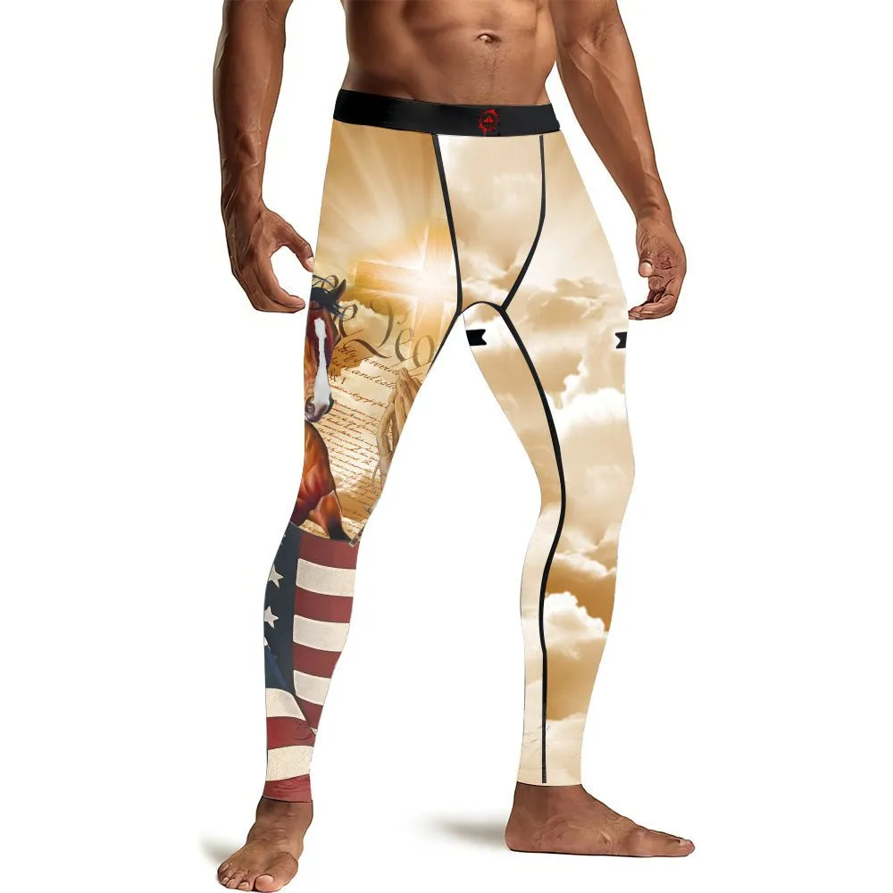 One Nation Under God Men's Compression Leggings
