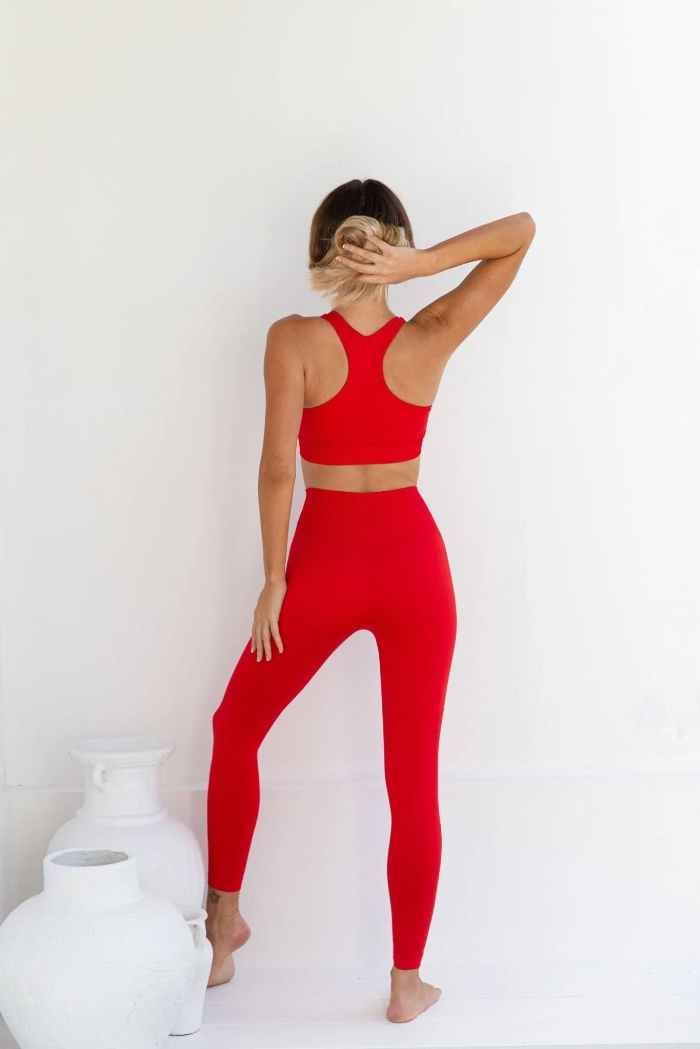 PINKFLEX SEAMLESS LEGGINGS - CORAL RED