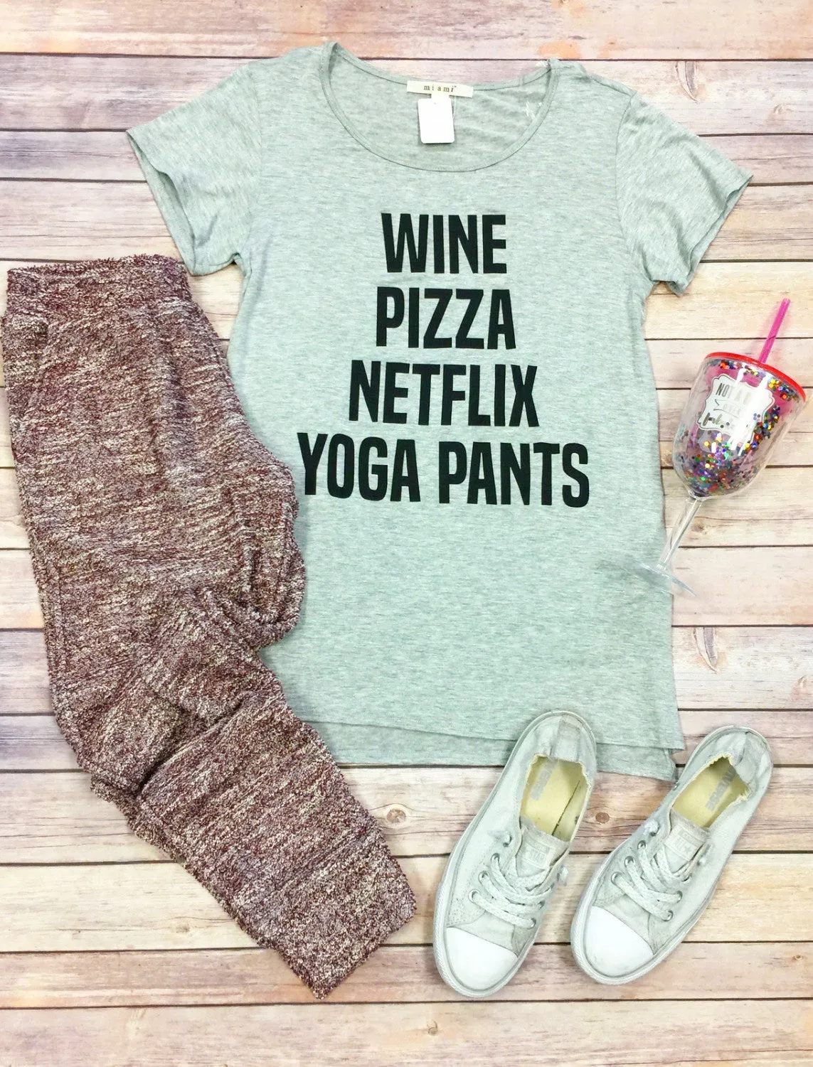 Pizza Netflix Yoga Pants: Grey