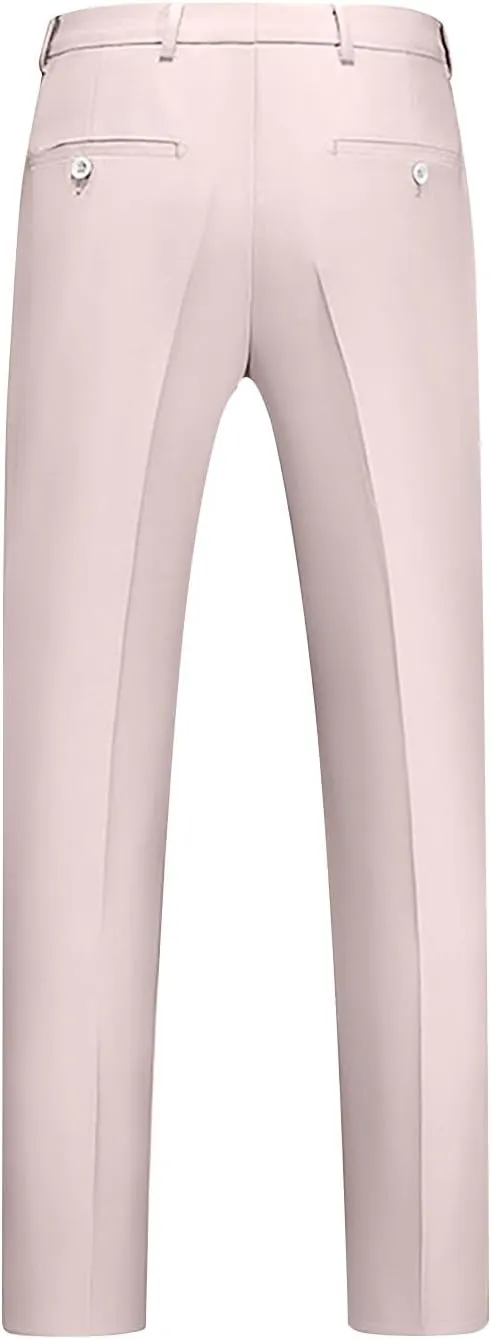 Regular Fit Dress Pants Mens Flat Front Straight Formal Pants Wrinkle Free Lightweight Elastic Suit Pants W/Pocket