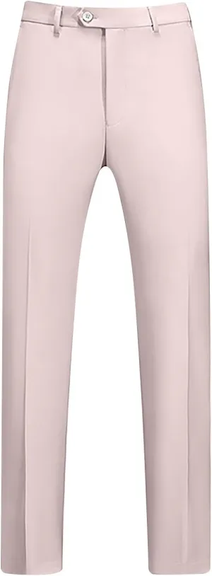 Regular Fit Dress Pants Mens Flat Front Straight Formal Pants Wrinkle Free Lightweight Elastic Suit Pants W/Pocket
