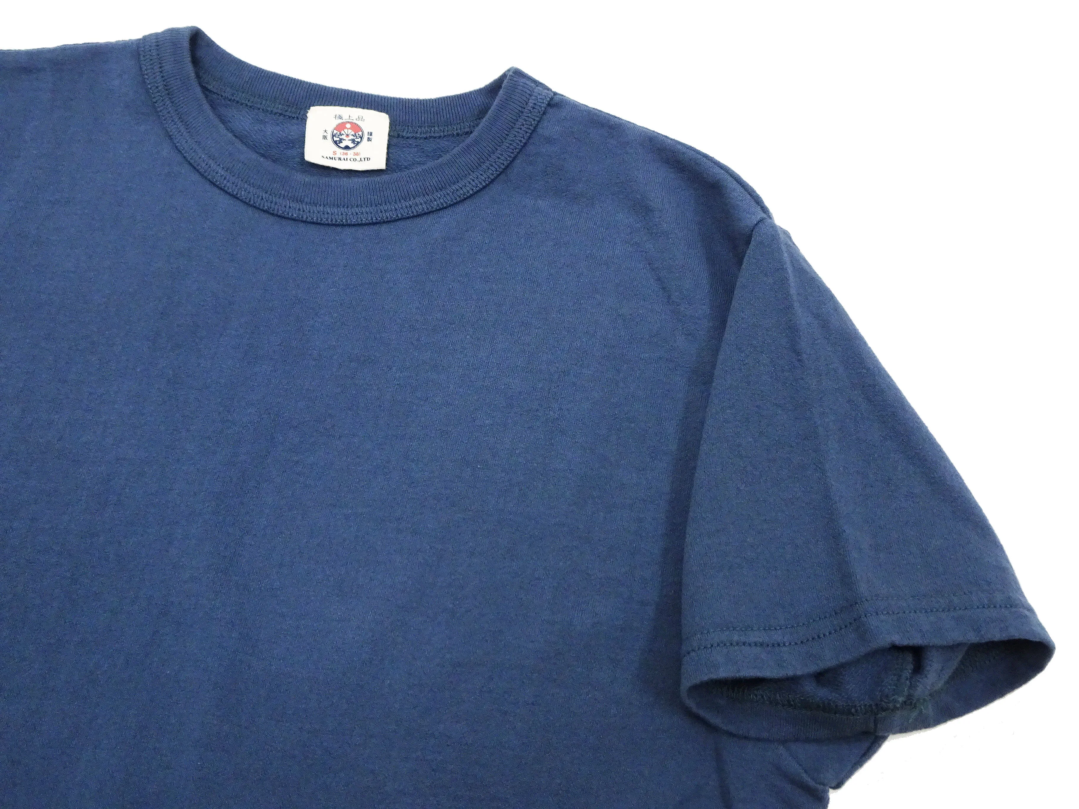 Samurai Jeans T-shirt Men's Plain Short Sleeve French Terry Fabric Tee Inlay Loopwheele T-Shirt SJST24-RIM Tetsukon Faded-Navy