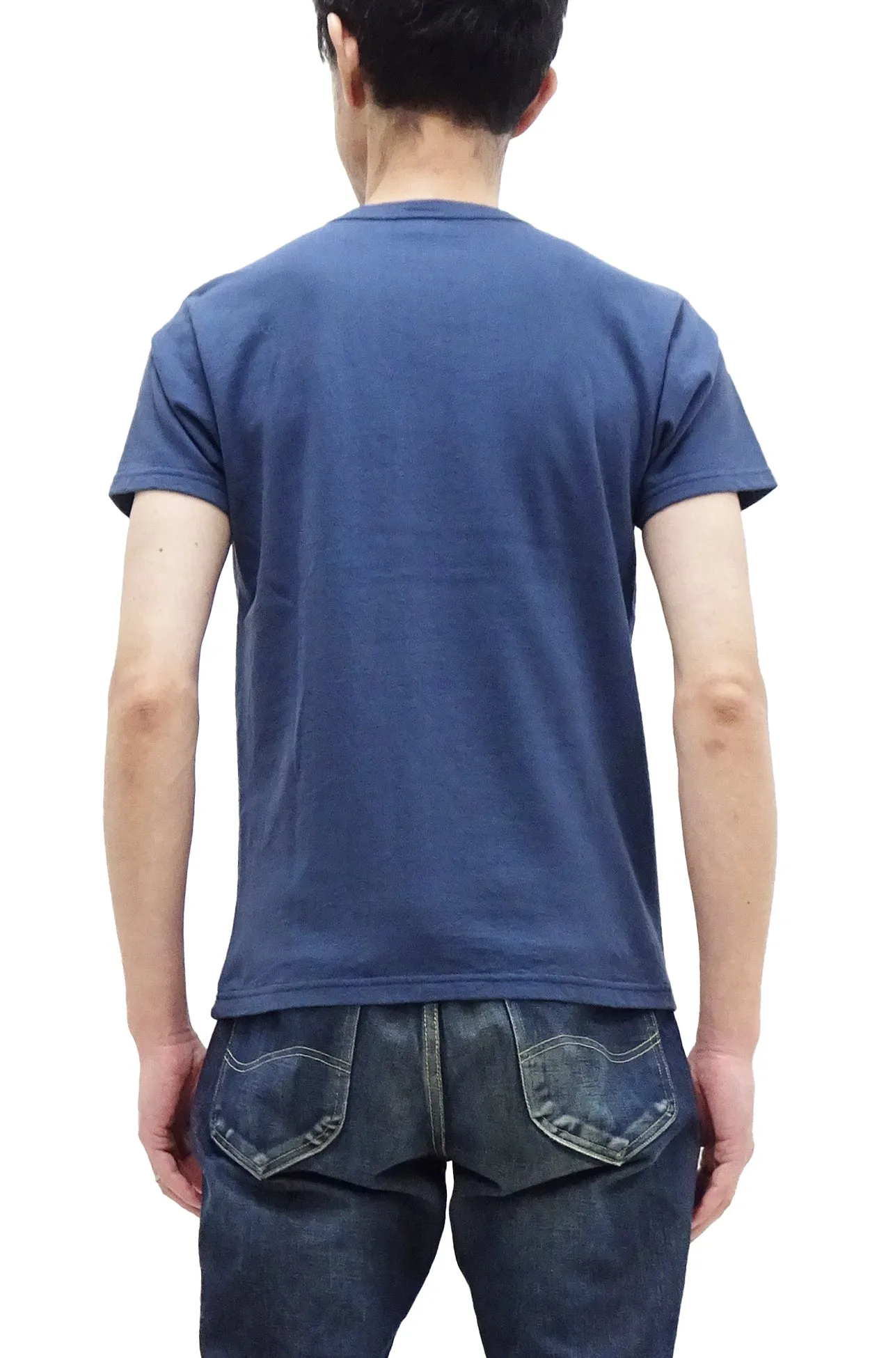 Samurai Jeans T-shirt Men's Plain Short Sleeve French Terry Fabric Tee Inlay Loopwheele T-Shirt SJST24-RIM Tetsukon Faded-Navy