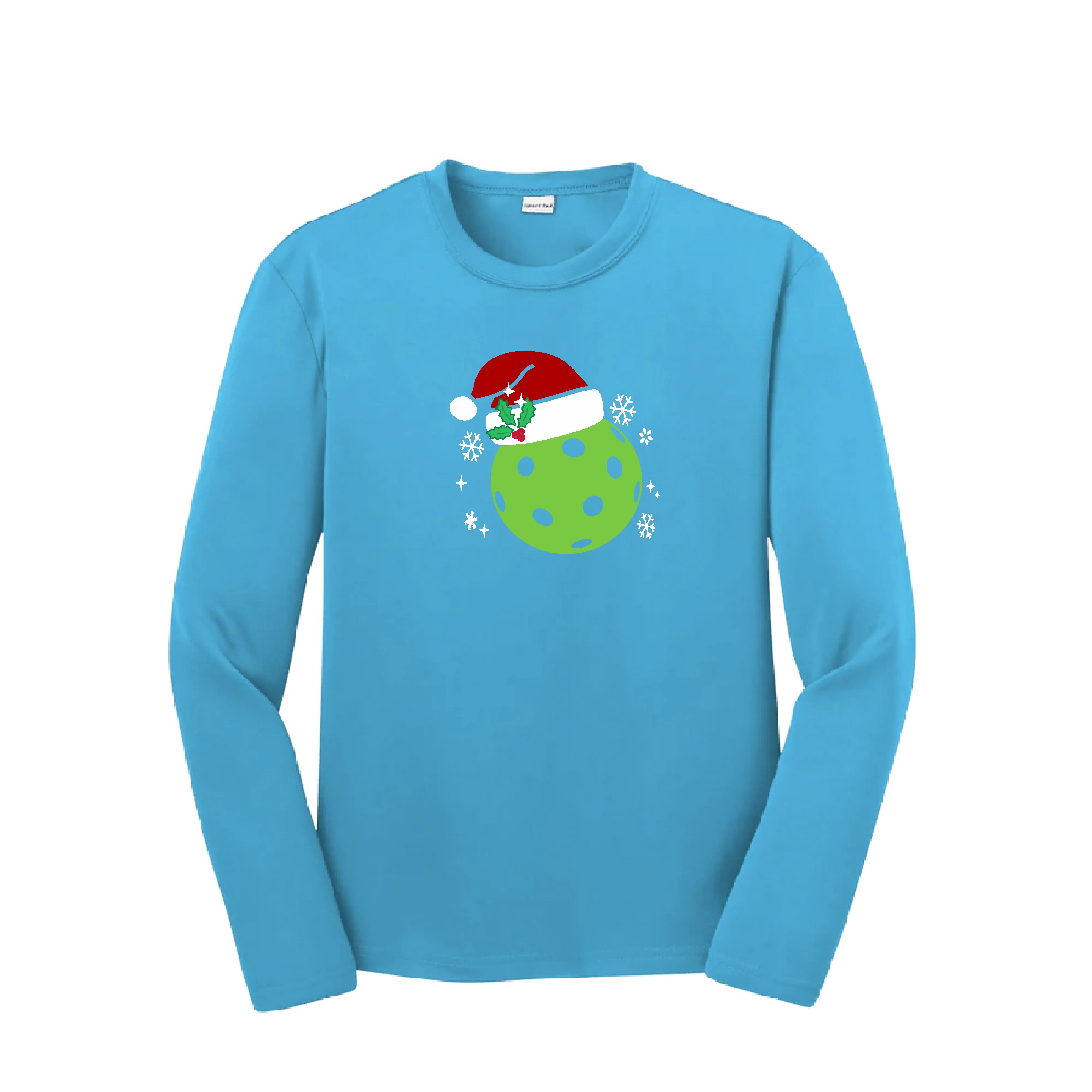 Santa Hat | Youth Long Sleeve Pickleball Shirts | 100% Polyester
