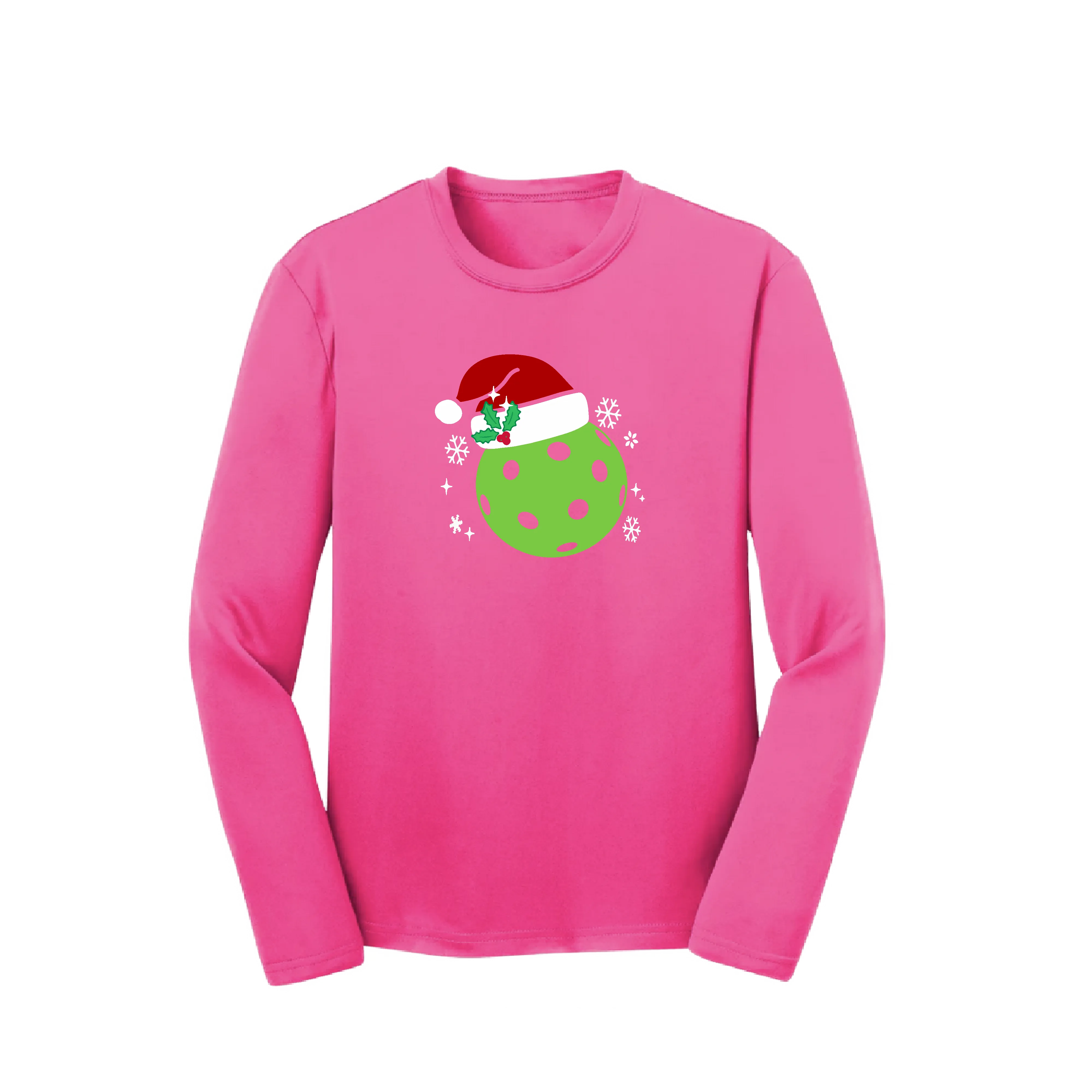 Santa Hat | Youth Long Sleeve Pickleball Shirts | 100% Polyester