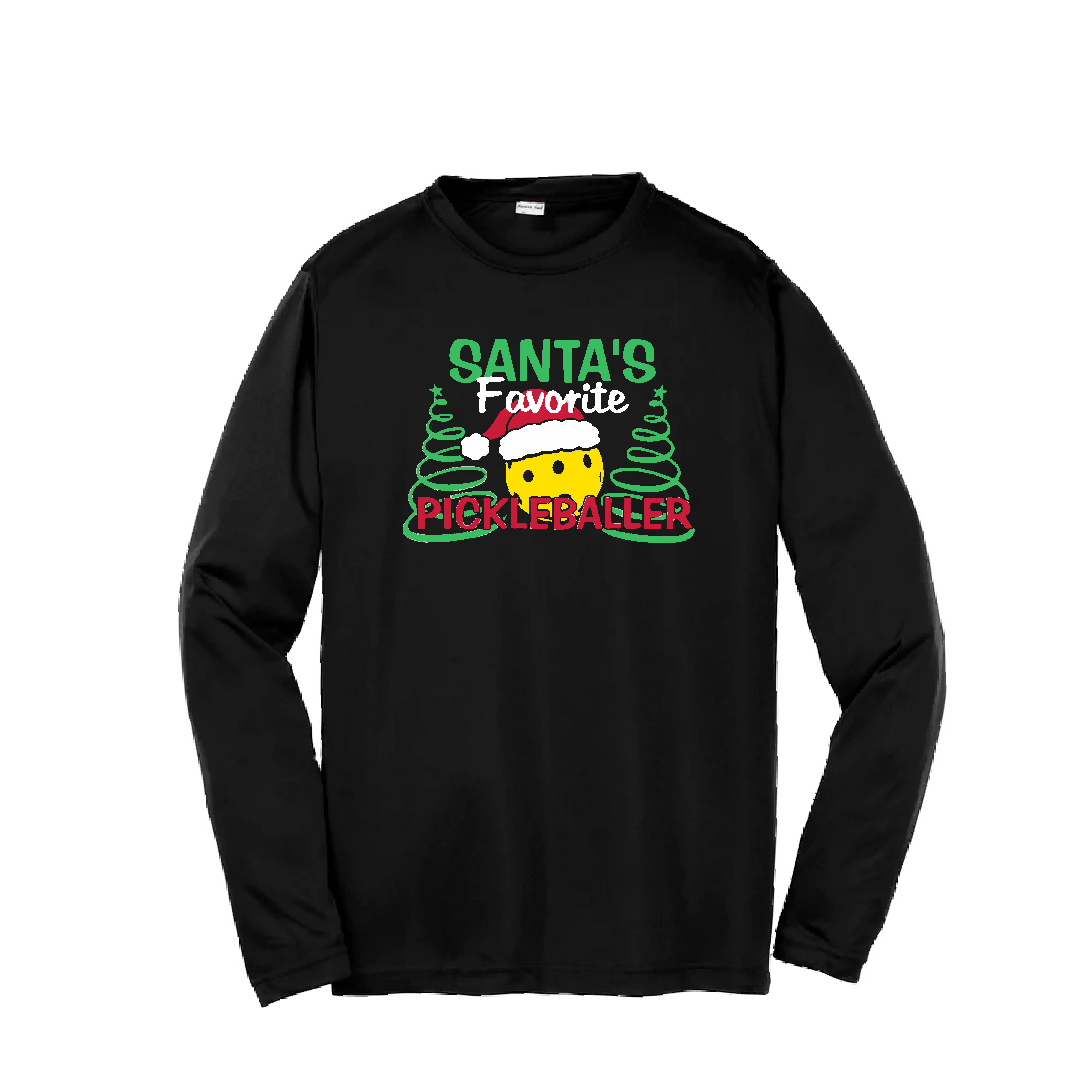 Santa's Favorite Pickleballer | Youth Long Sleeve Pickleball Shirts | 100% Polyester