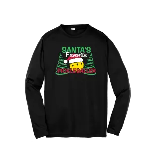 Santa's Favorite Pickleballer | Youth Long Sleeve Pickleball Shirts | 100% Polyester