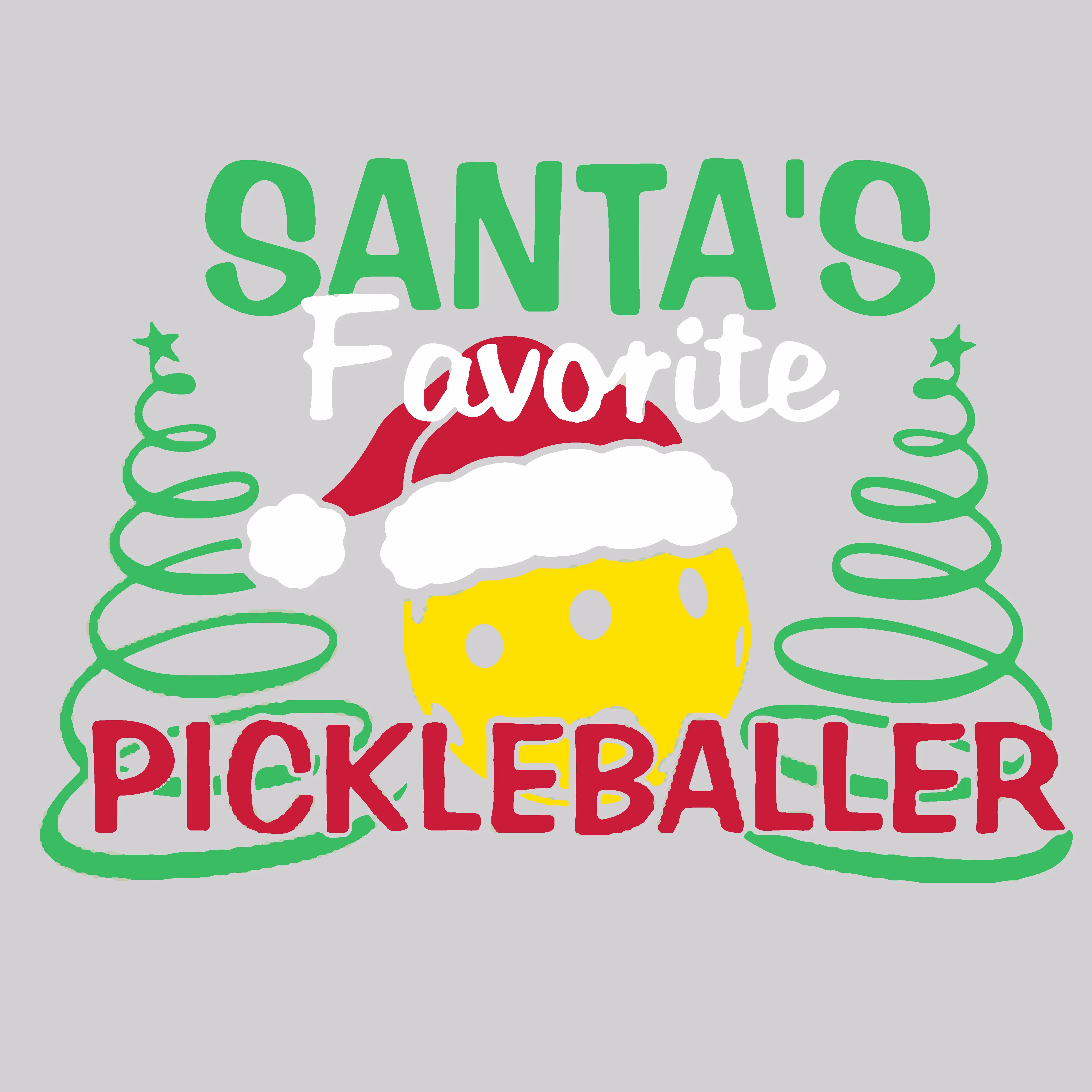 Santa's Favorite Pickleballer | Youth Long Sleeve Pickleball Shirts | 100% Polyester