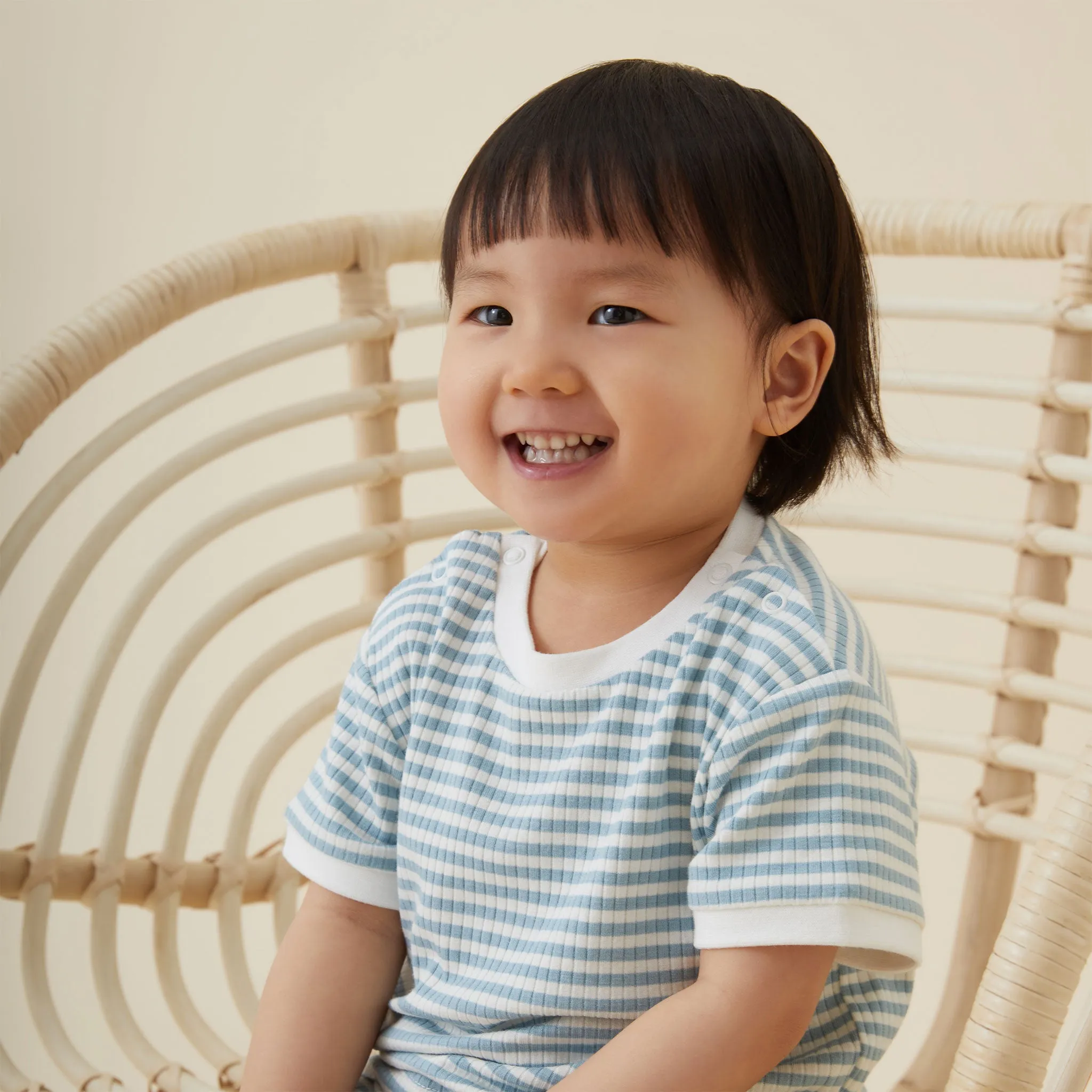 Sea Ribbed Stripe Tee & Shorts Outfit