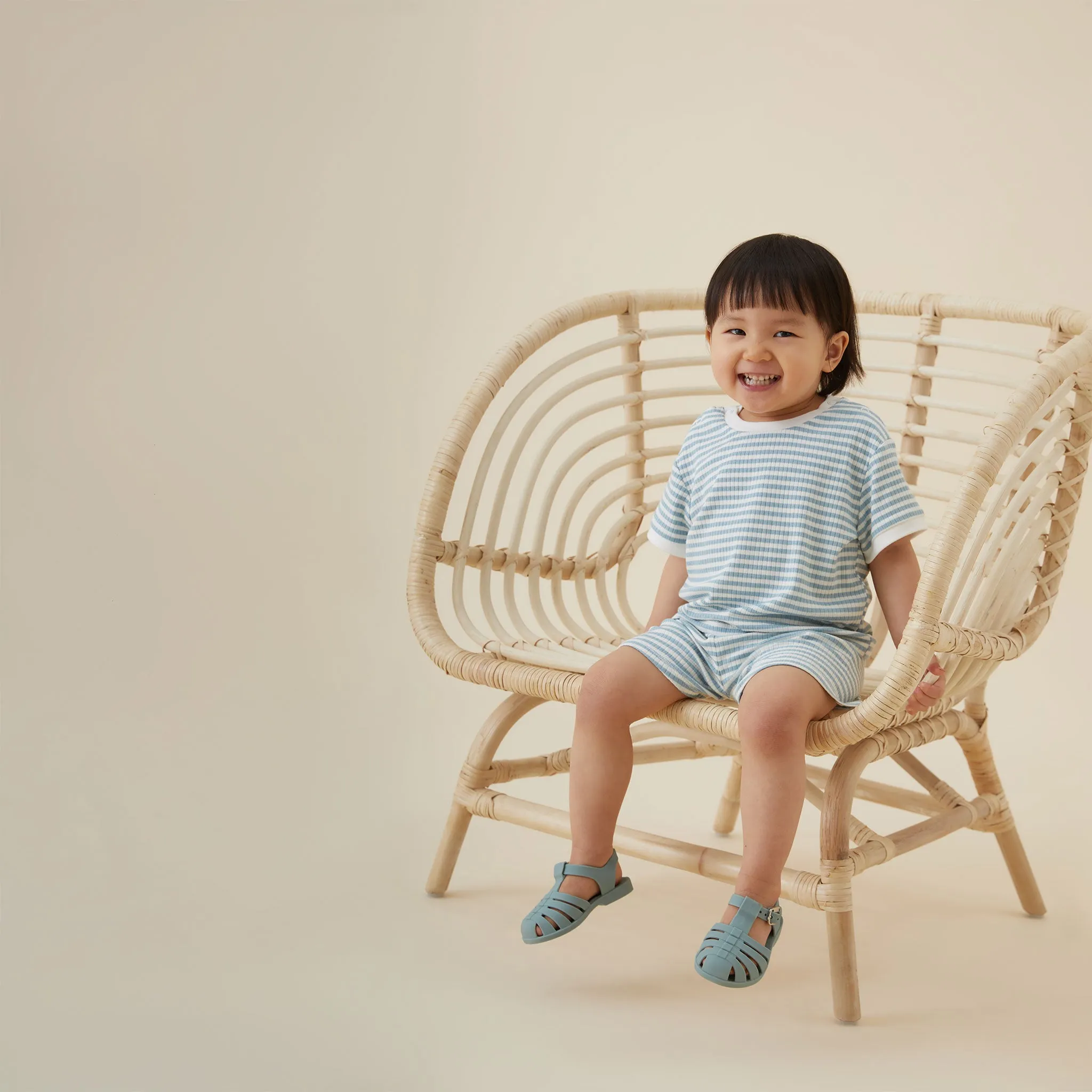 Sea Ribbed Stripe Tee & Shorts Outfit