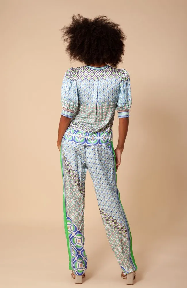 Short Sleeve Top Printed Blue