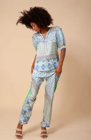 Short Sleeve Top Printed Blue