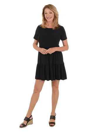 Solid Short Sleeve Tiered Dress