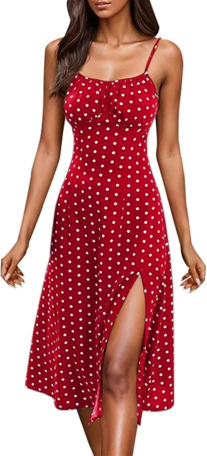 Sun Dresses for Women 2025 Vacation Holiday Summer Beach Shirt Dress Side Slit Sexy A Line Flowy Pleated Midi Dress