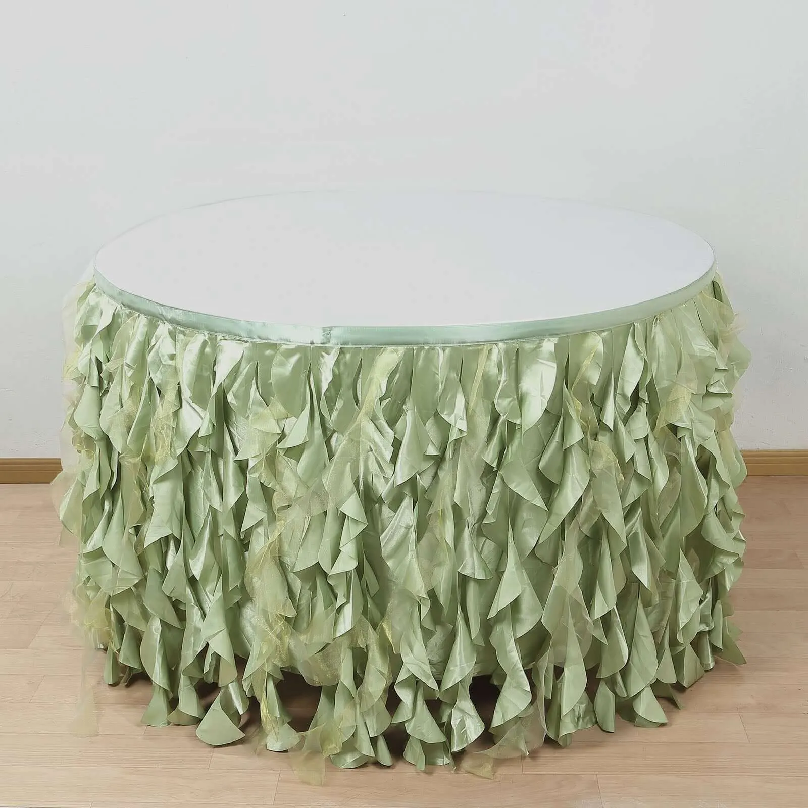 Taffeta Table Skirt 14ft Sage Green - Curly Willow Table Cover